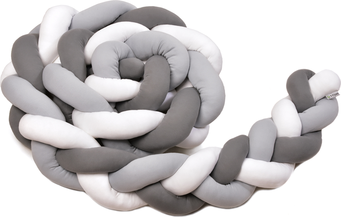 T-TOMI Pletený mantinel 180 cm White + Grey + Anthracite