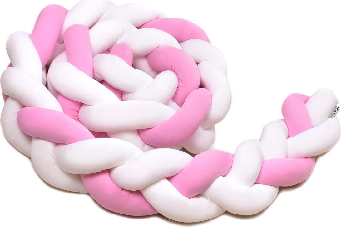 T-TOMI Pletený mantinel 180 cm, white + pink