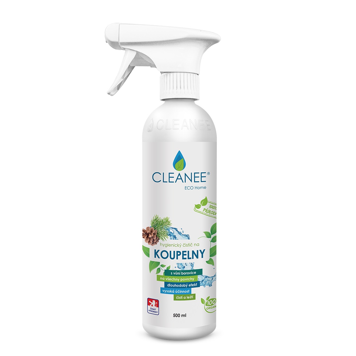 CLEANEE EKO hygienický čistič na koupelny borovice, 500 ml