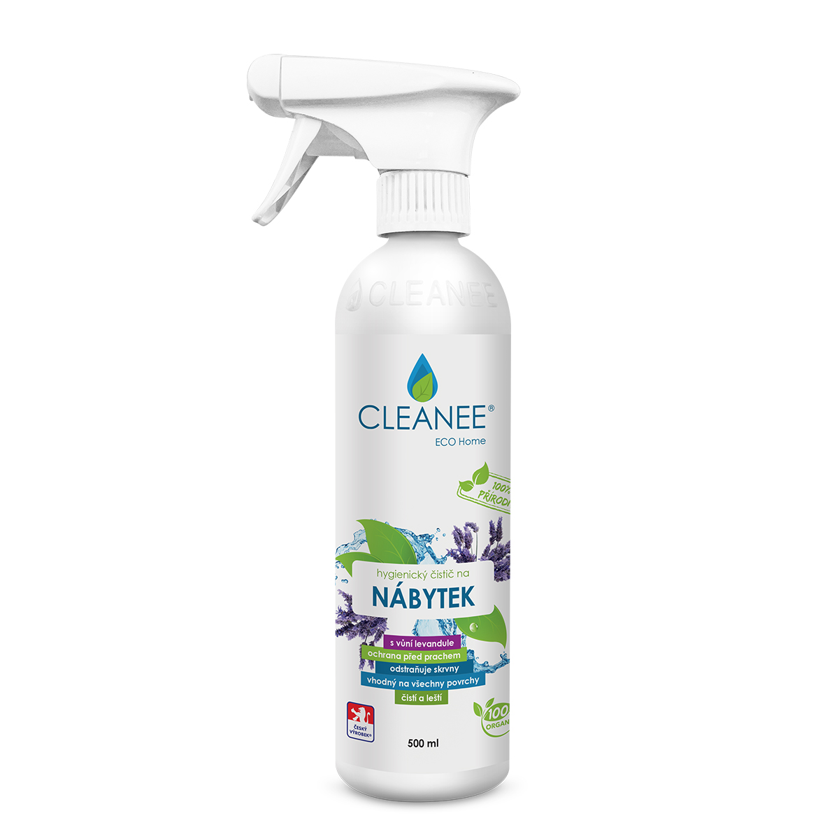 CLEANEE EKO hygienický čistič na nábytek vůně levandule, 500 ml