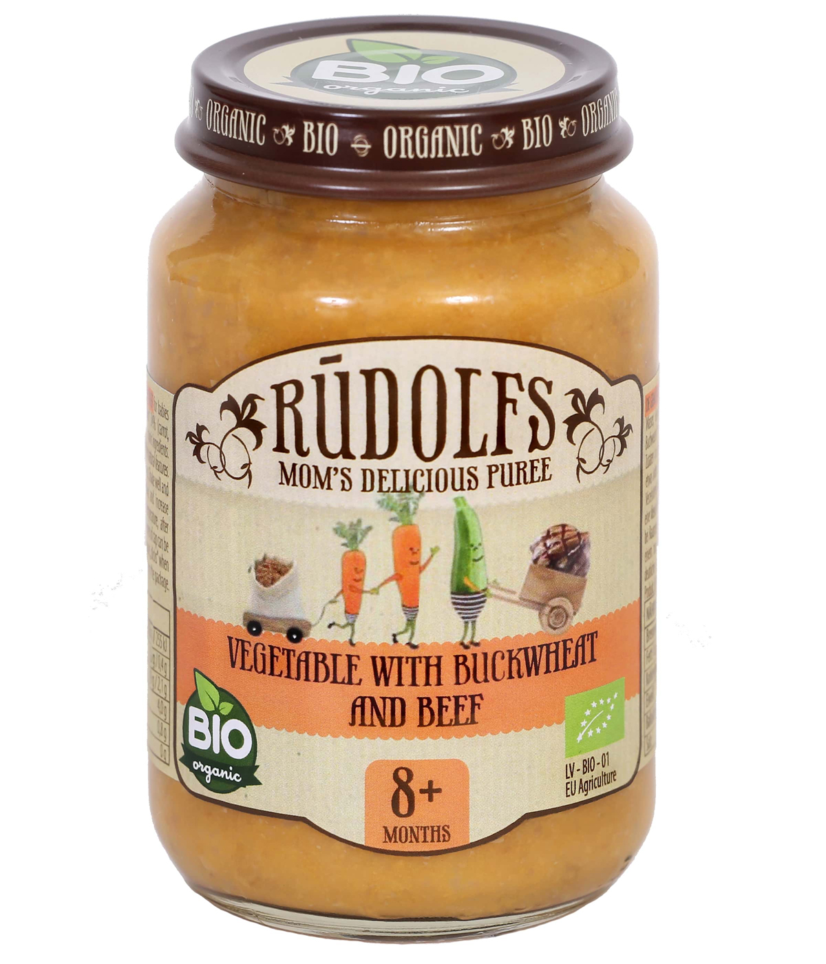 Rudolfs BIO Zelenina s pohankou a hovězím masem, 190 g