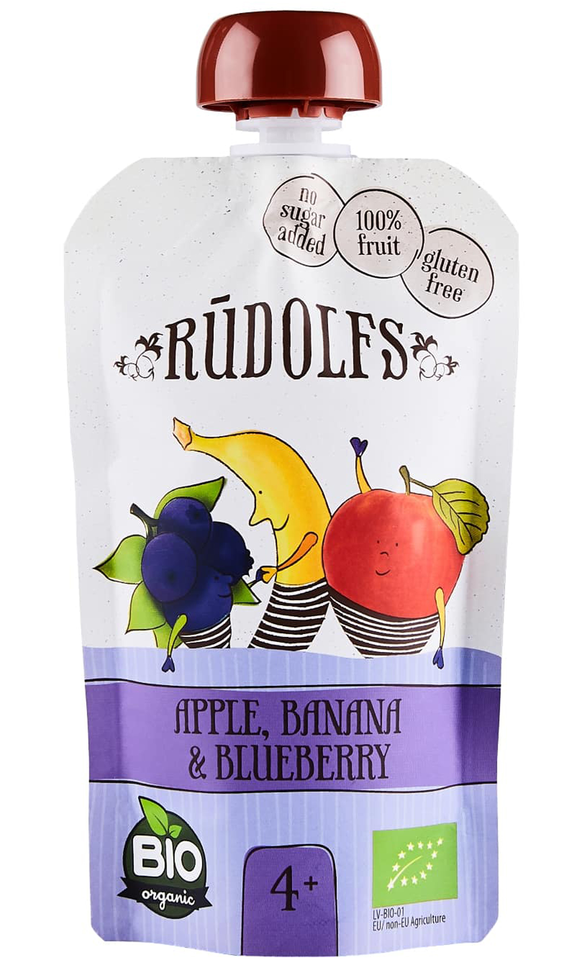 Rudolfs BIO kapsička Jablko, banán, borůvka, 110 g