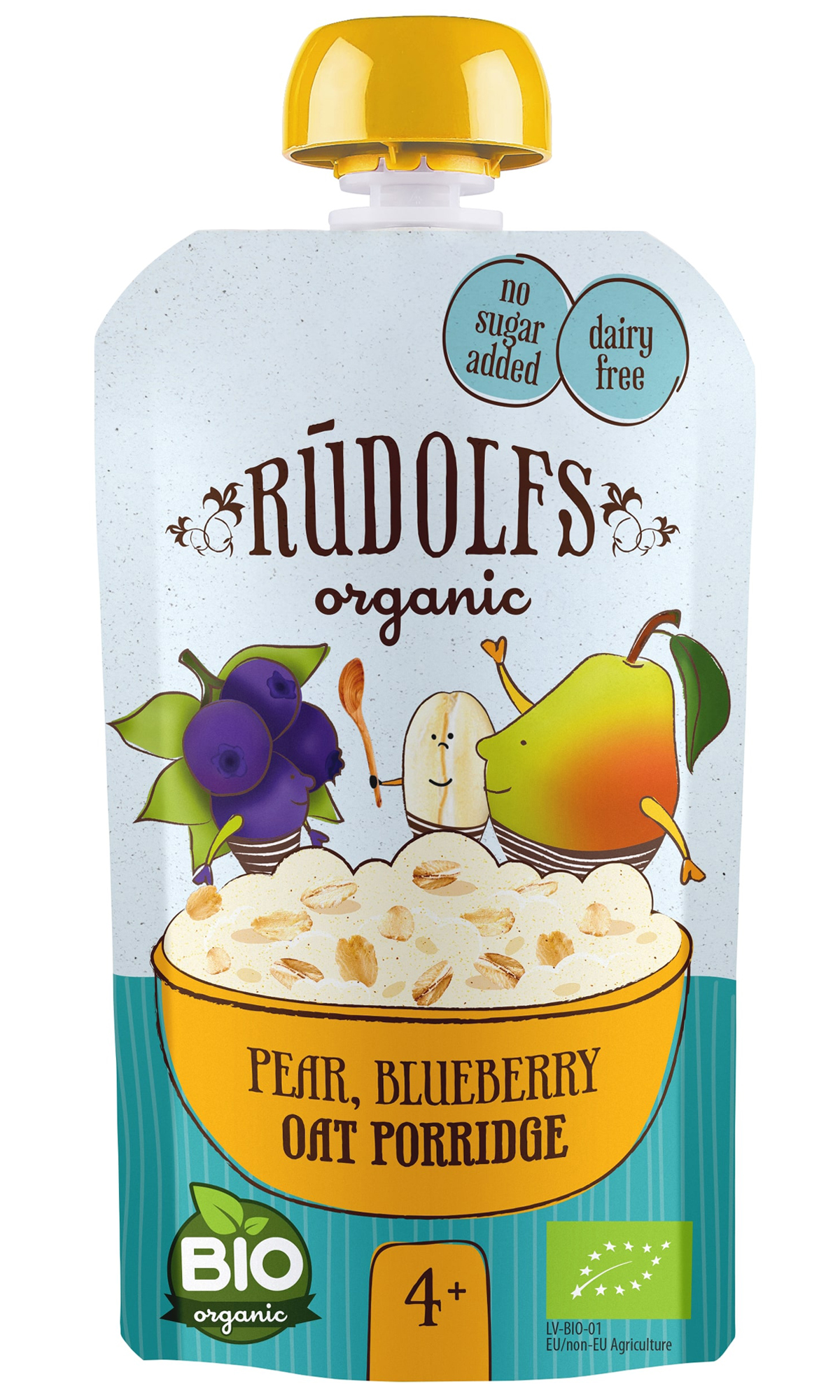 Rudolfs BIO kapsička Hruška, borůvka, celozrnná ovesná kaše, 110 g