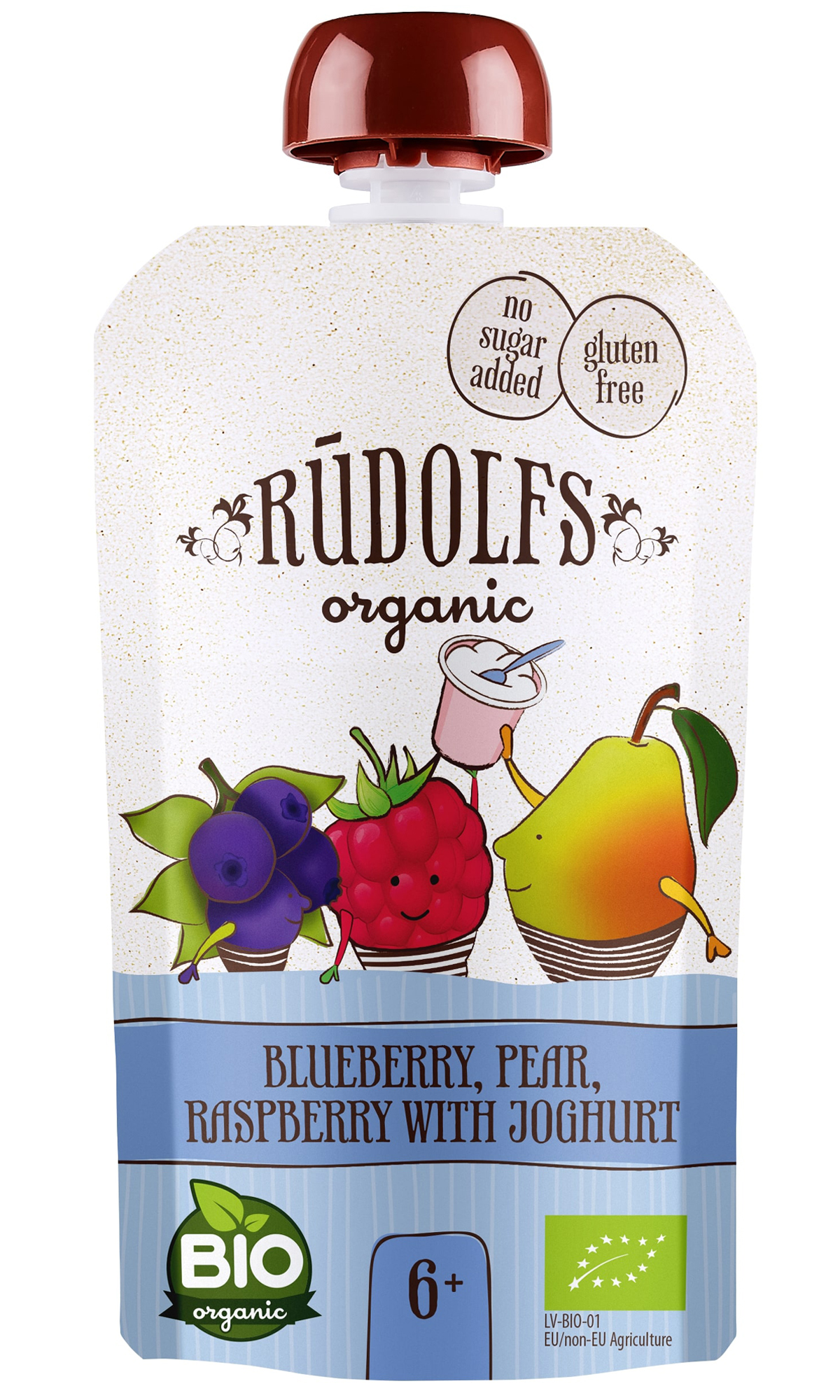 Rudolfs BIO kapsička Borůvka, hruška, malina s jogurtem, 110 g