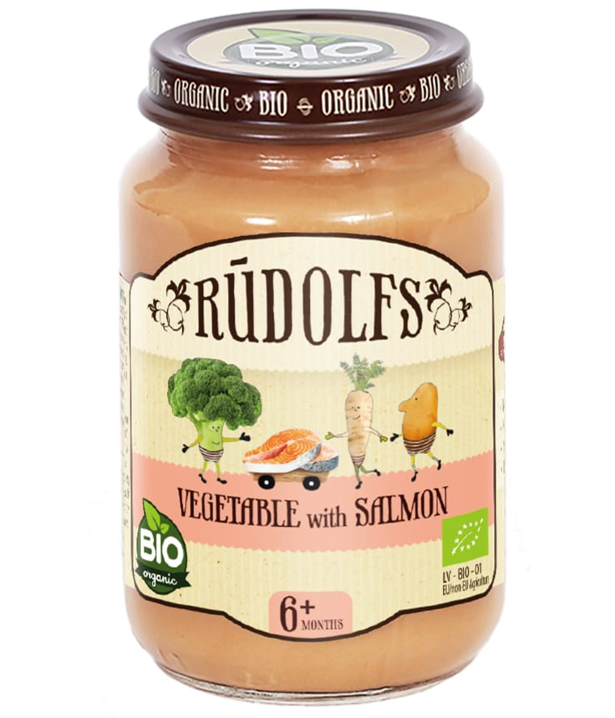 Rudolfs BIO Zelenina s lososem, 190 g