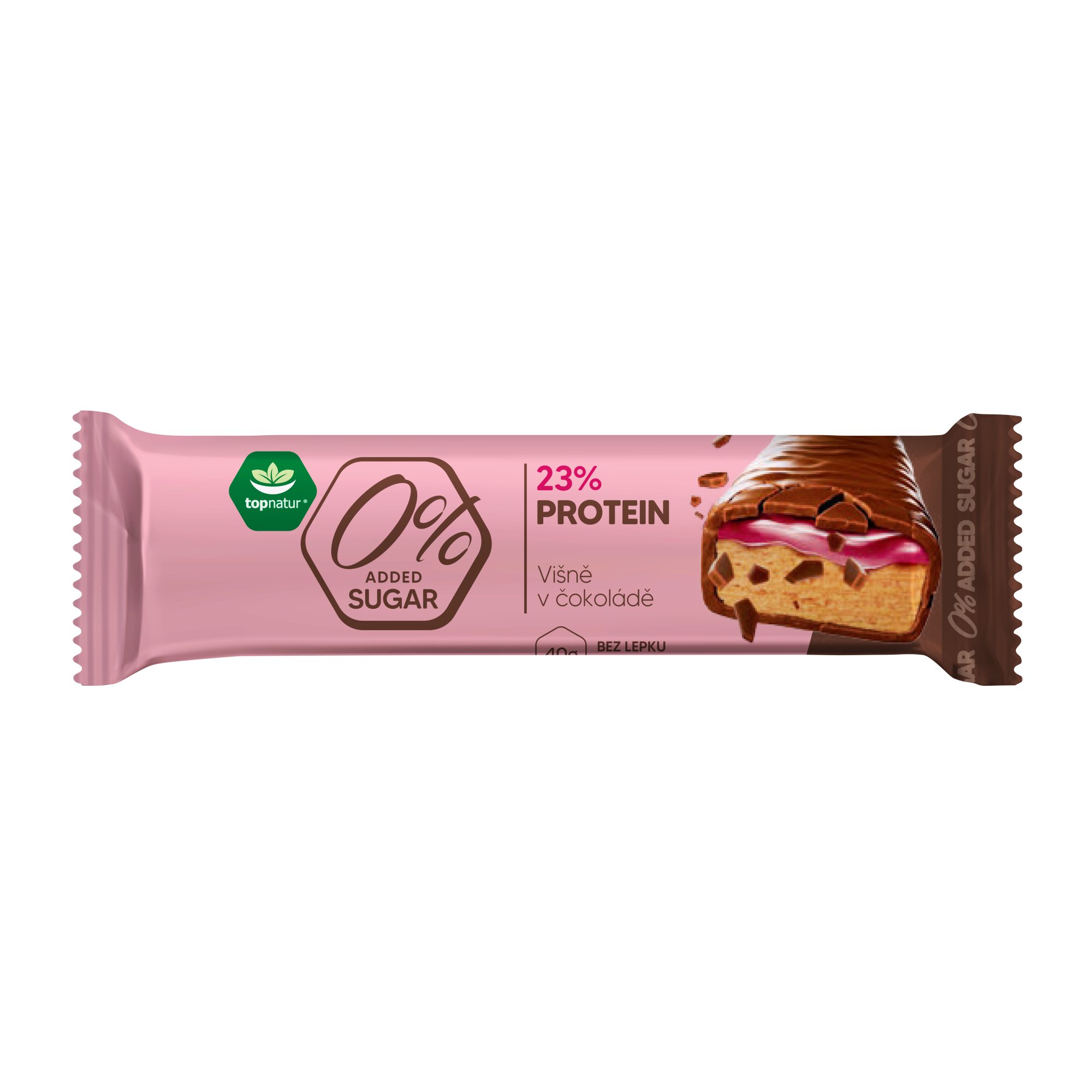Topnatur 0% SUGAR protein tyčinka Višně v čokoládě, 40 g