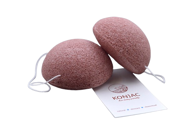 Konjac Konjaková houbička s červeným francouzským jílem, 1 ks Tvar: Klasik