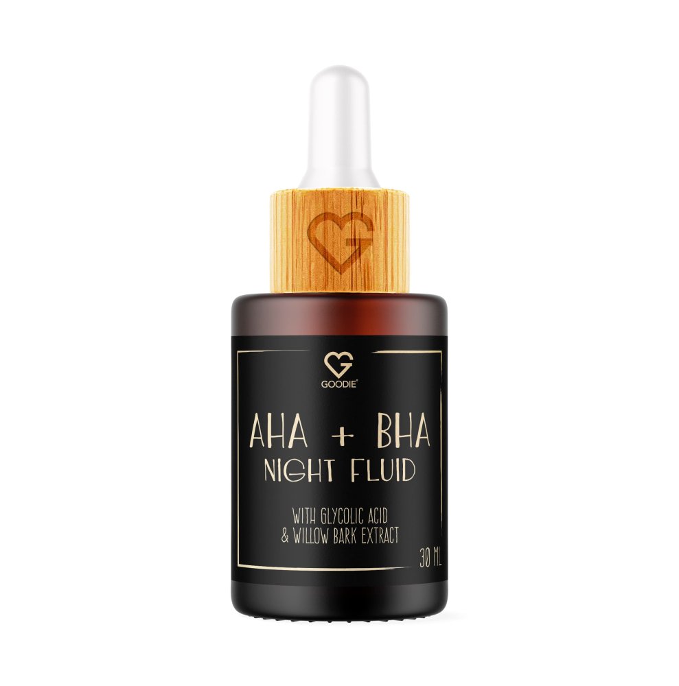 GOODIE AHA + BHA Noční fluid s kyselinou glykolovou a extraktem z vrbové kůry, 30 ml