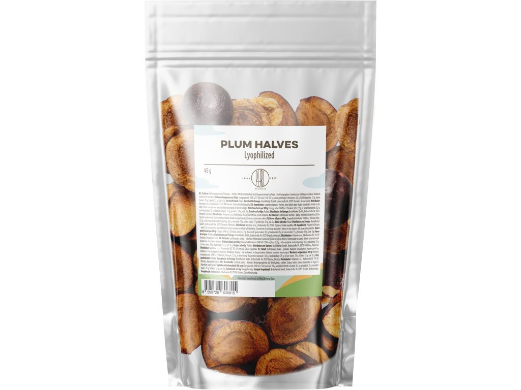 BrainMax Pure Lyofilizované švestky, půlky, 45 g
