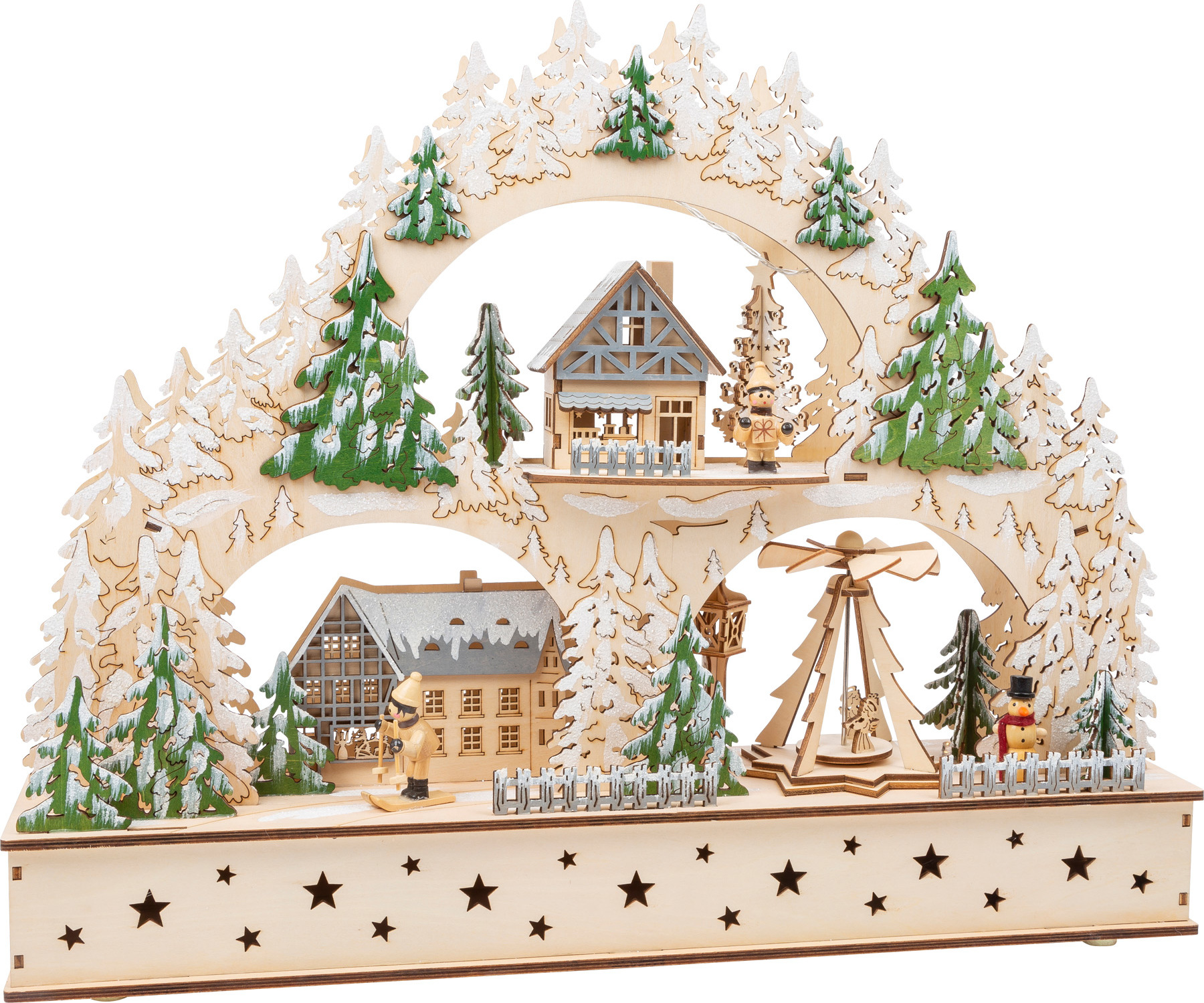 Dekorace ze dřeva Horské město se světlem a zvukem Small