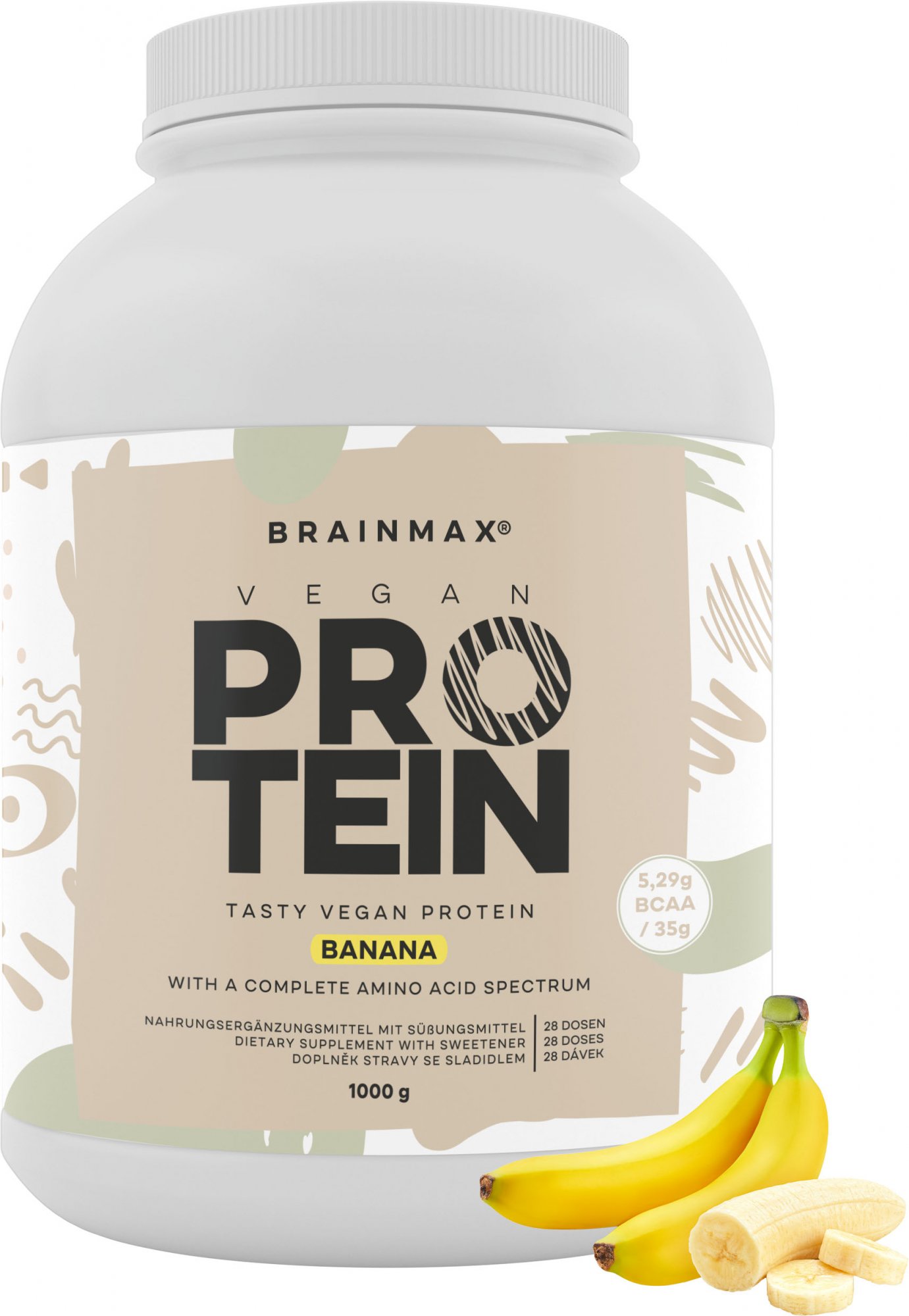 BrainMax Vegan protein Banán, 1000 g