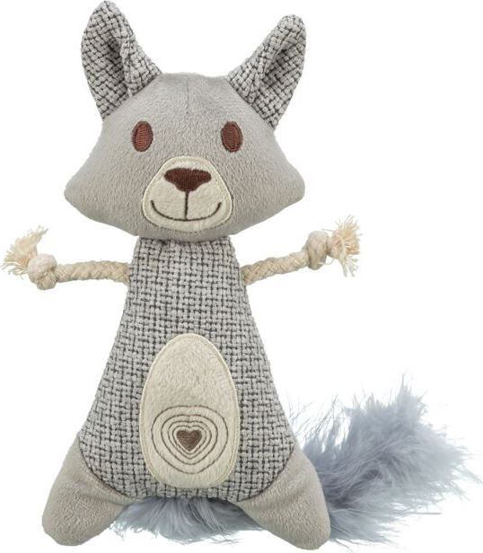 Mýval XXL, peříčkový ocas, catnip, 20 cm/30 cm, plyš/tkanina/peří 1 ks