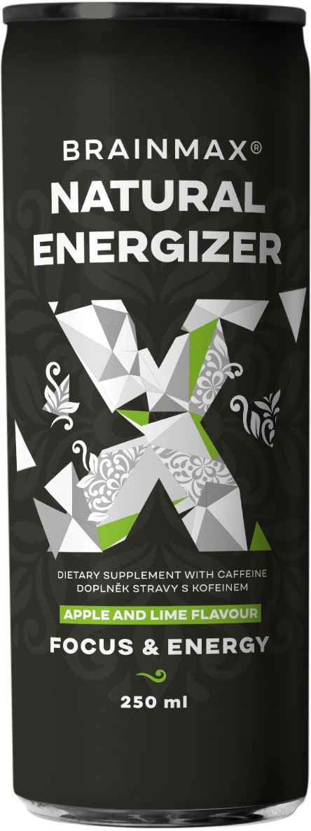 BrainMax Natural Energizer, energetický drink, různé druhy, 250 ml Příchuť: Jablko, limetka