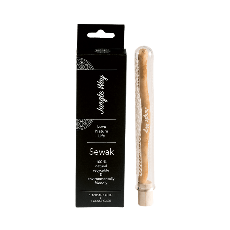 Jungle Way Zubní kartáček sewak se skleněným pouzdrem natural