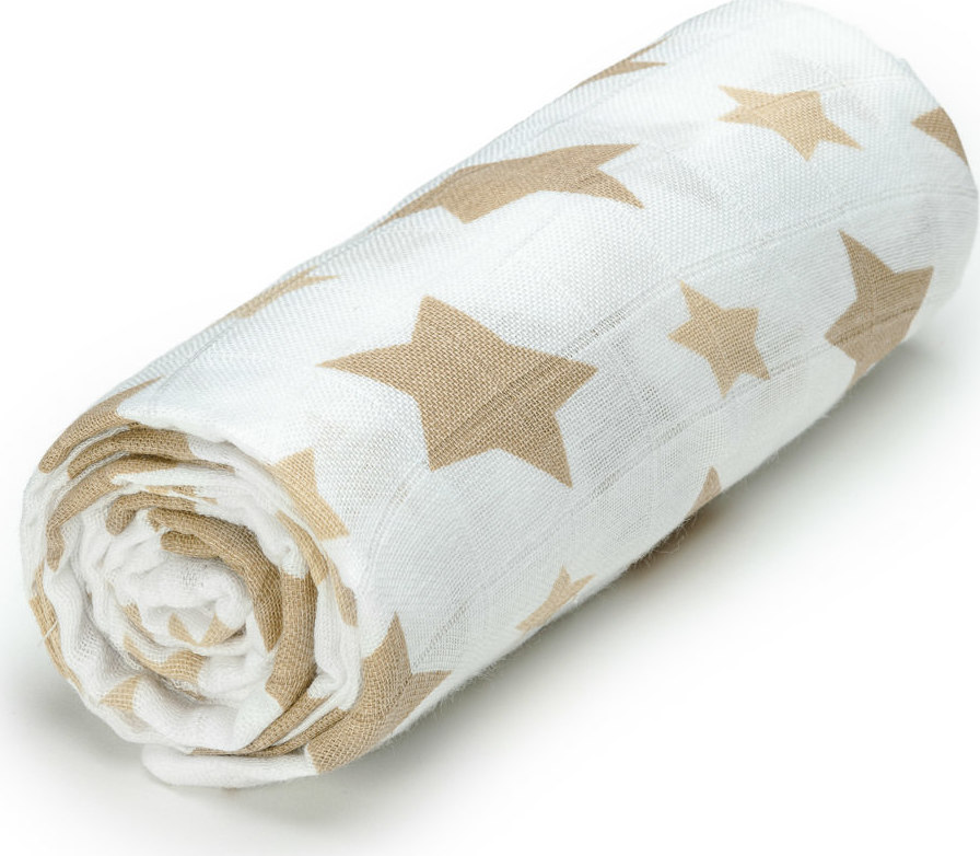 T-TOMI BIO Velká bambusová osuška, beige stars / béžové hvězdičky