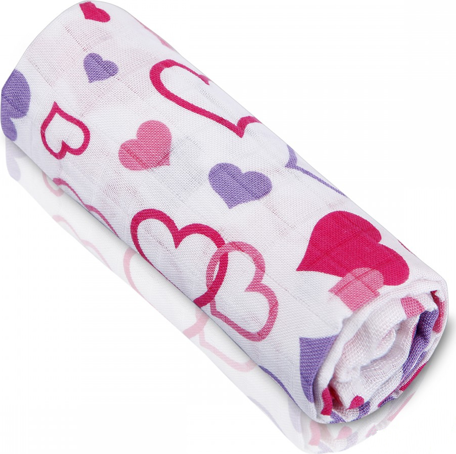 T-TOMI BIO Bambusová osuška, hearts / srdíčka