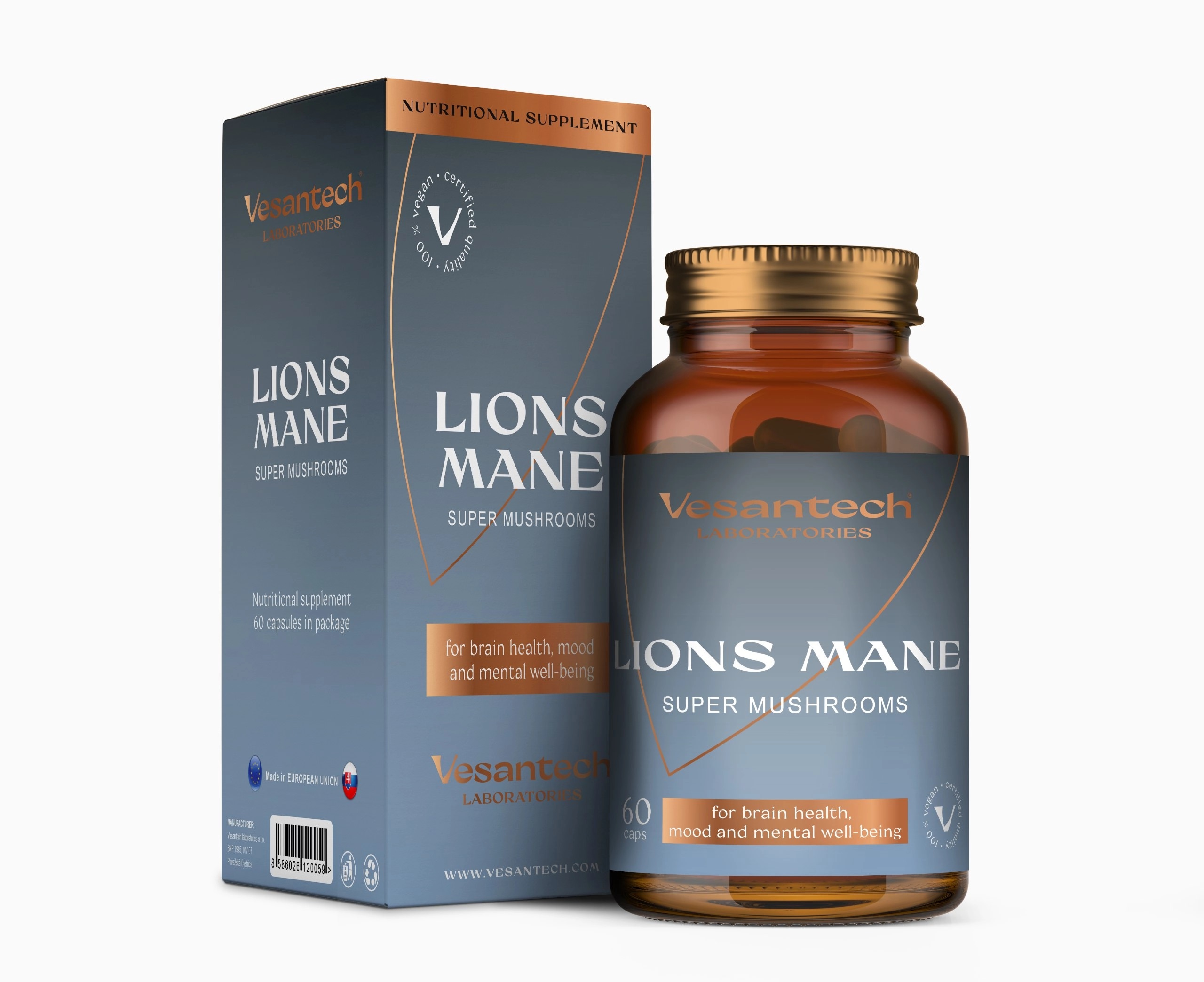 Vesantech Laboratories Lions mane super mushrooms, 60 kapslí