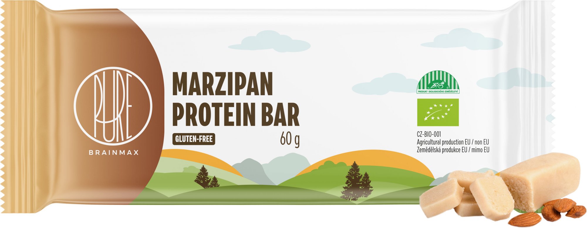 BrainMax Pure Proteinová tyčinka 60 g - marzipan