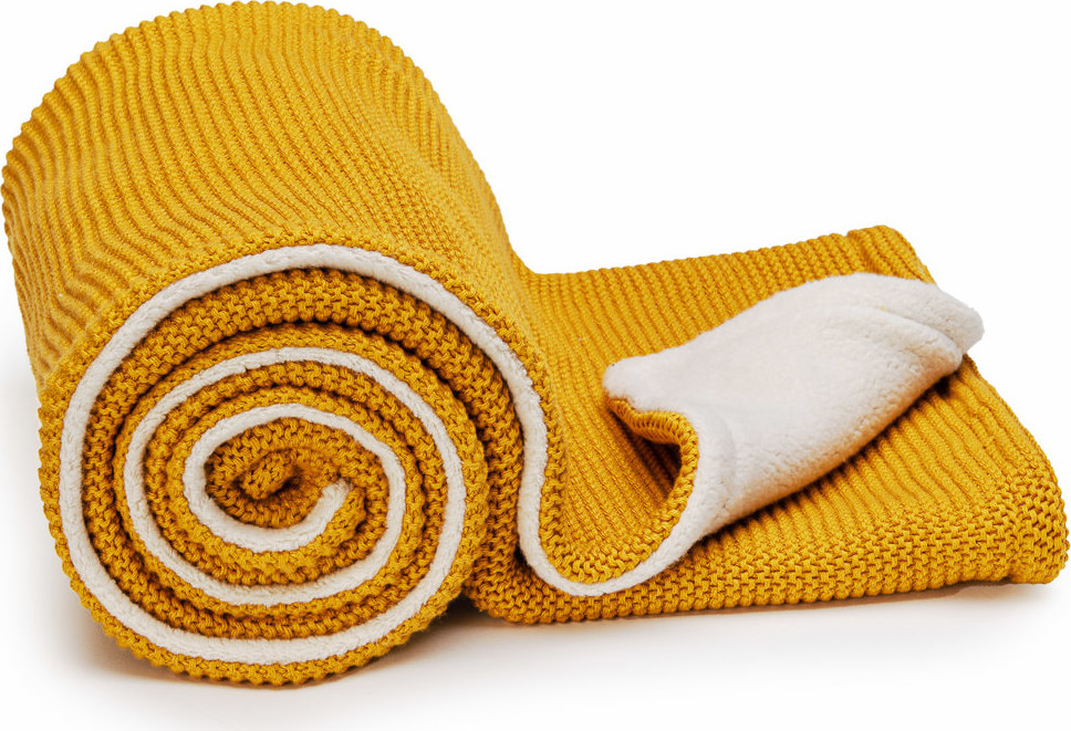 T-TOMI Pletená deka WARM Mustard waves, hořčičná 80 x 100 cm