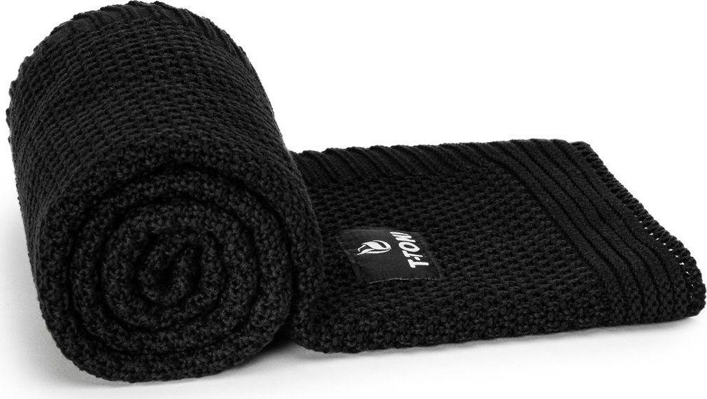 T-TOMI Pletená deka Black, černá, 80 x 100 cm