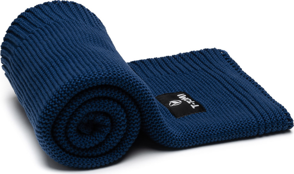 T-TOMI Pletená deka Dark blue waves, modrá 80 x 100 cm