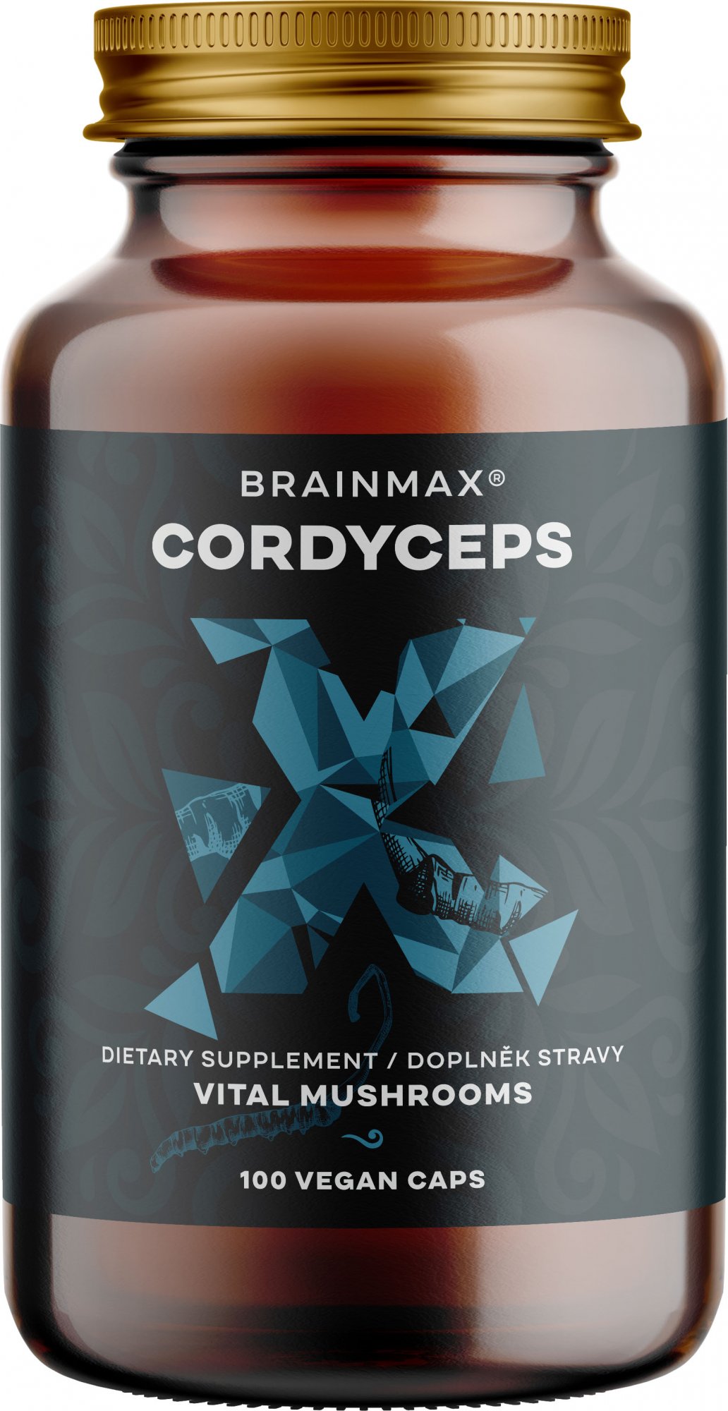 BrainMax Cordyceps extrakt, 50% koncentrace polysacharidů a 20 % β-1,3/1,6 D-glukanů, 500 mg, 100 rostlinných kapslí
