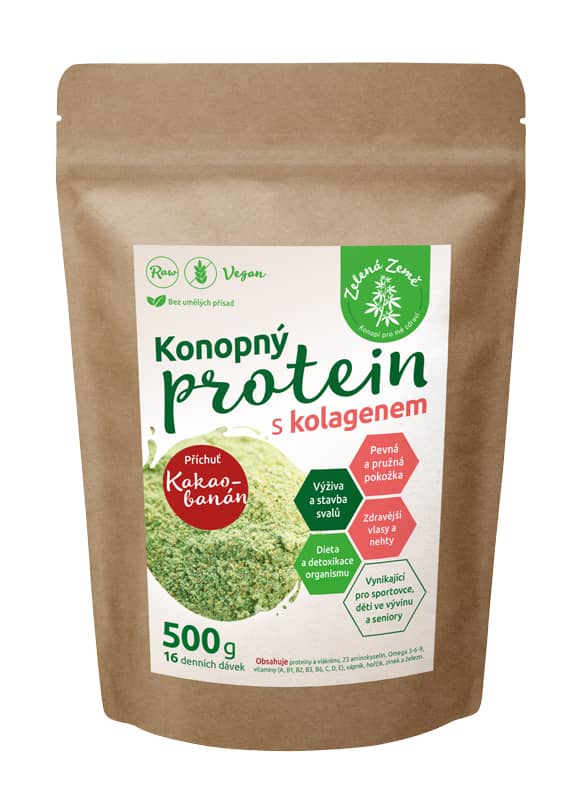 Zelená Země Konopný protein s kolagenem, 500 g