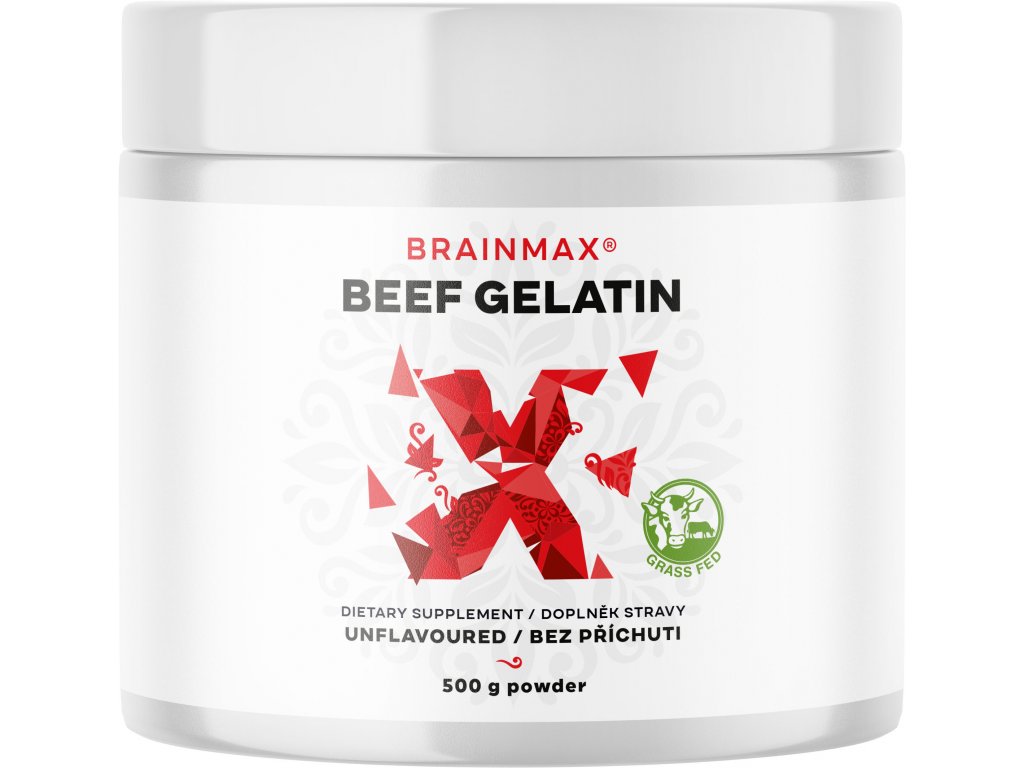BrainMax Beef Gelatin, Grass-fed hovězí želatina, 500 g