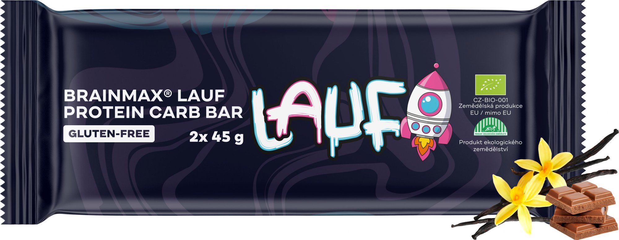 BrainMax LAUF Protein Carb Bar proteinovo-sacharidová tyčinka BIO 2x45 g - vanilka