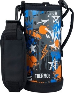 THERMOS Pouzdro na dětskou termosku s dvěma uzávěry černo-oranžové
