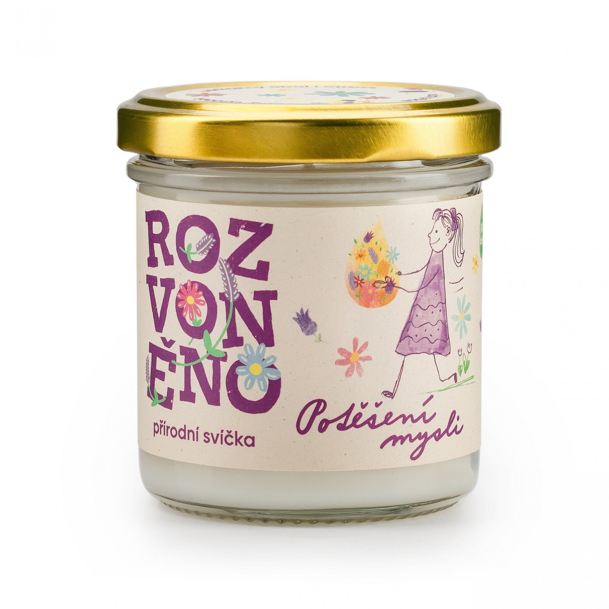 Rozvoněno Vonná svíčka Potěšení mysli, 130 ml