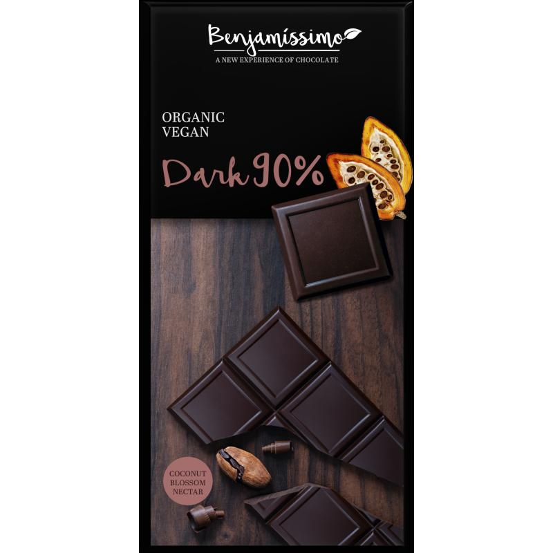 Benjamissimo Čokoláda tmavá 90% kakaa, 70g, Bio