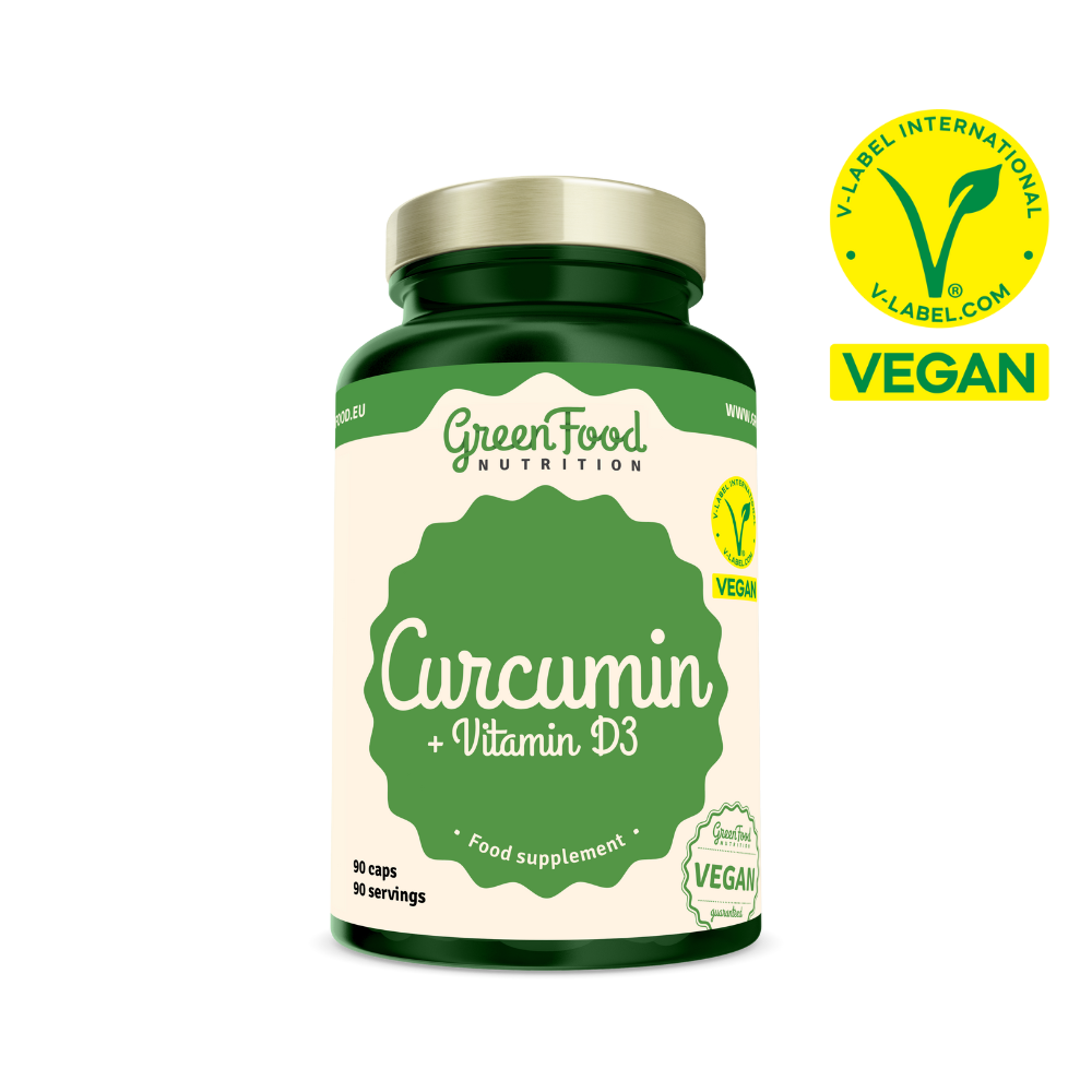 GreenFood Curcuma (Kurkuma) + Vitamín D3 60 kapslí
