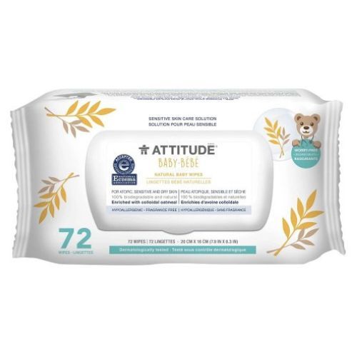 ATTITUDE Vlhčené ubrousky pro citlivou a atopickou pokožku bez vůně, 72ks