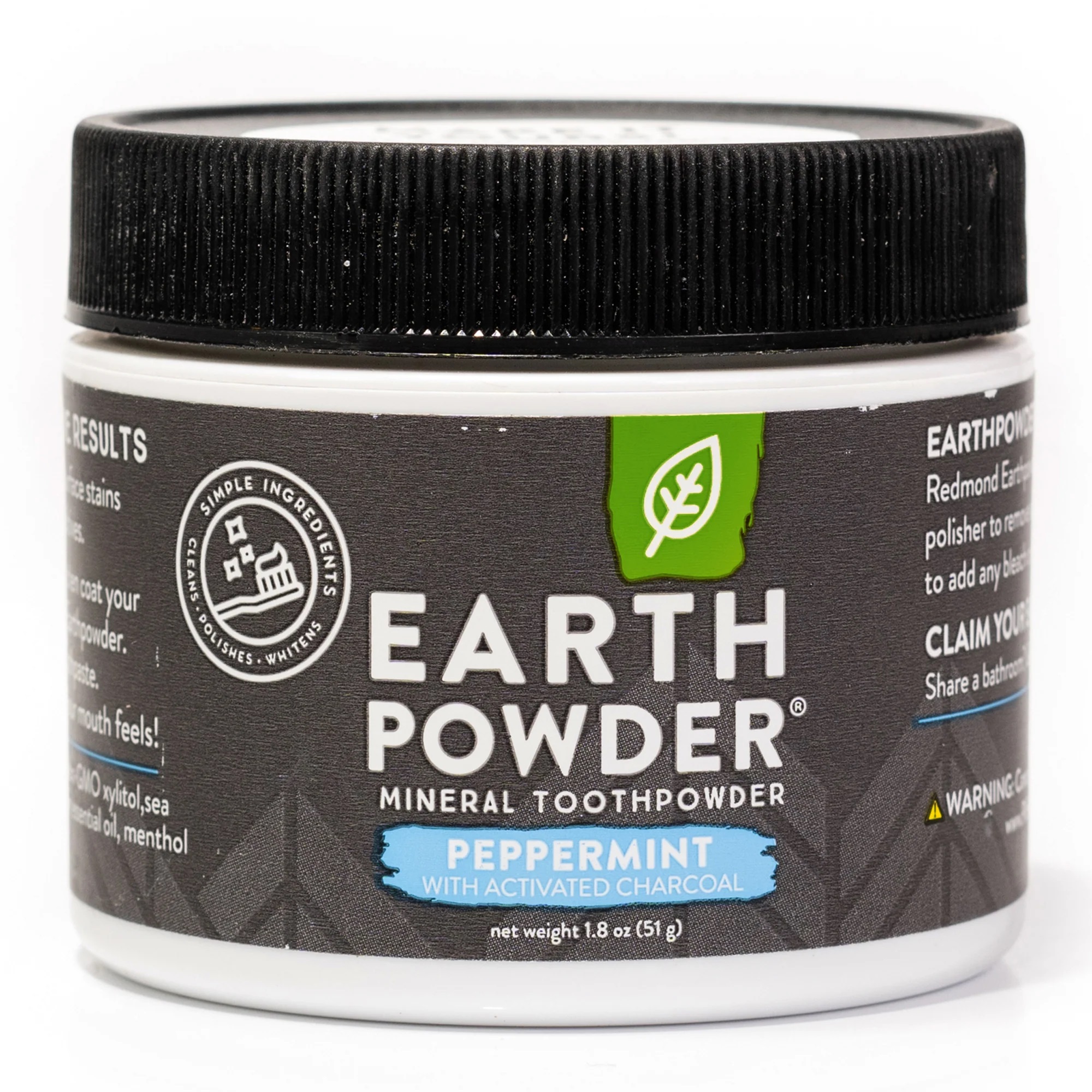 Redmond EarthPowder Zubní prášek Peppermint a aktivní uhlí, 51g