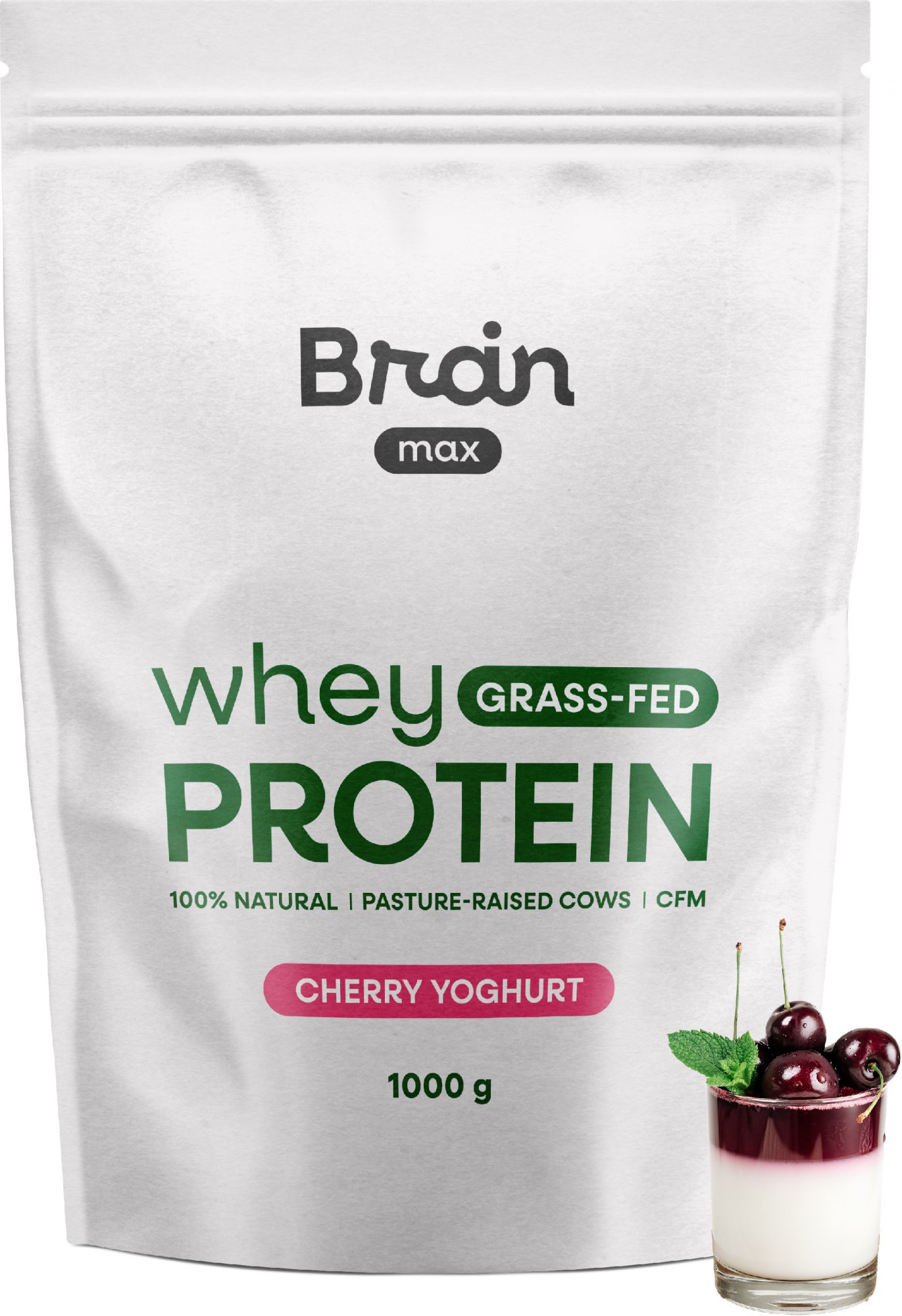 BrainMax Grass-fed Whey Protein 1000 g - Třešňový jogurt