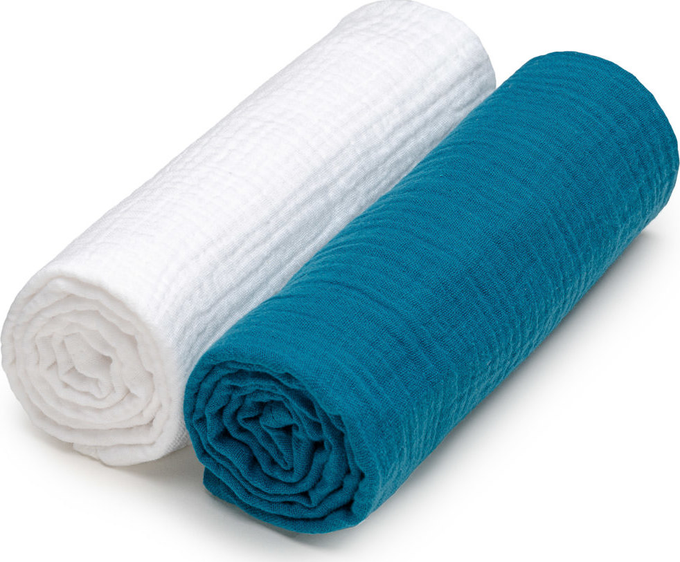 T-TOMI BIO Mušelínové pleny White + Petrol