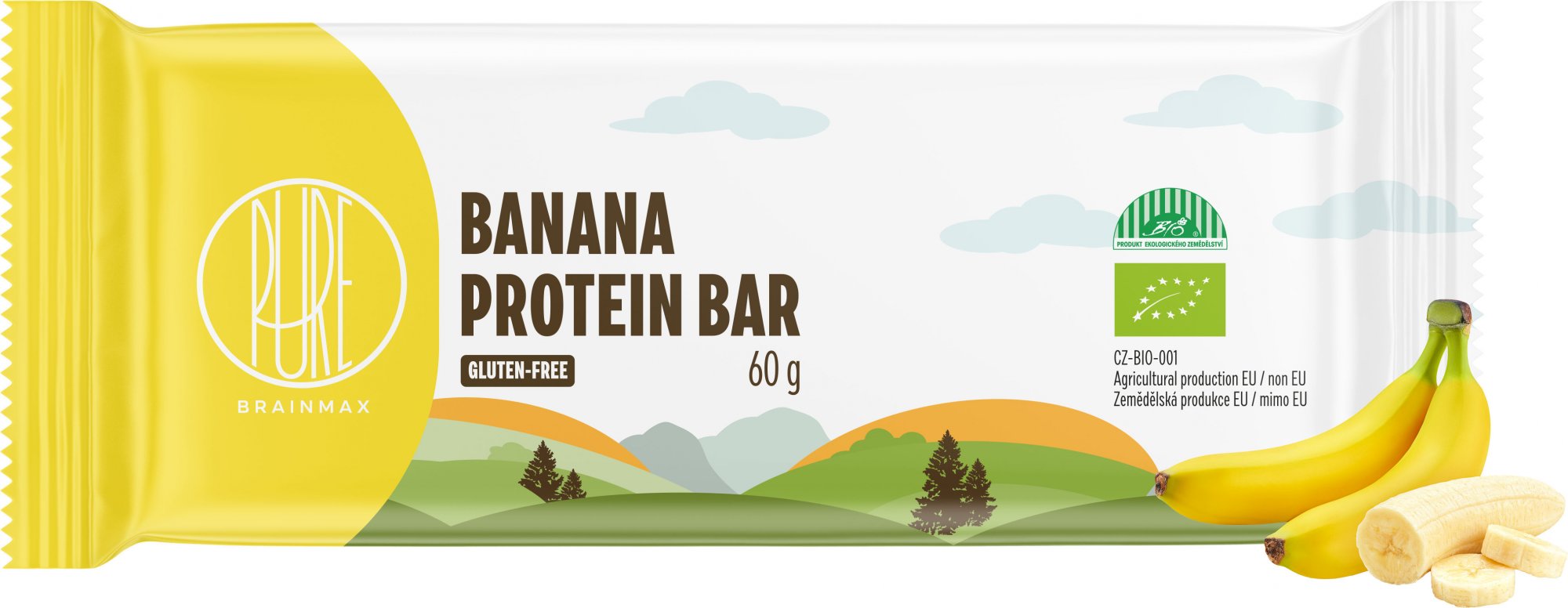 BrainMax Pure Protein Bar, Proteinová tyčinka, Banán, BIO, 60 g