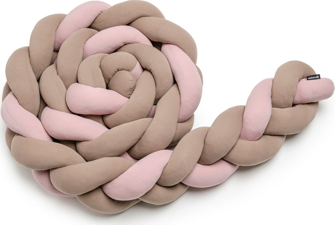 T-TOMI Pletený mantinel 220 cm Pink + Mocca