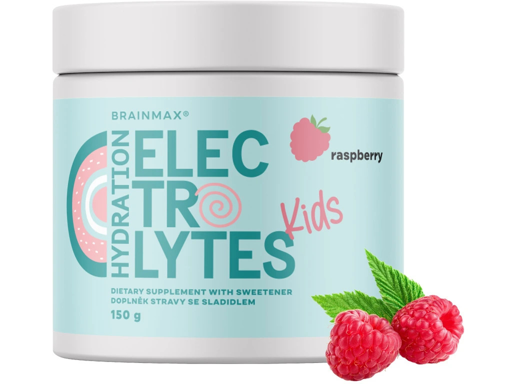 BrainMax KIDS Hydratační elektrolyty, Malina, 150 g