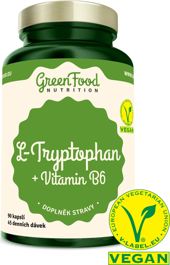 GreenFood L-Tryptophan + Vitamin B6 90 kapslí