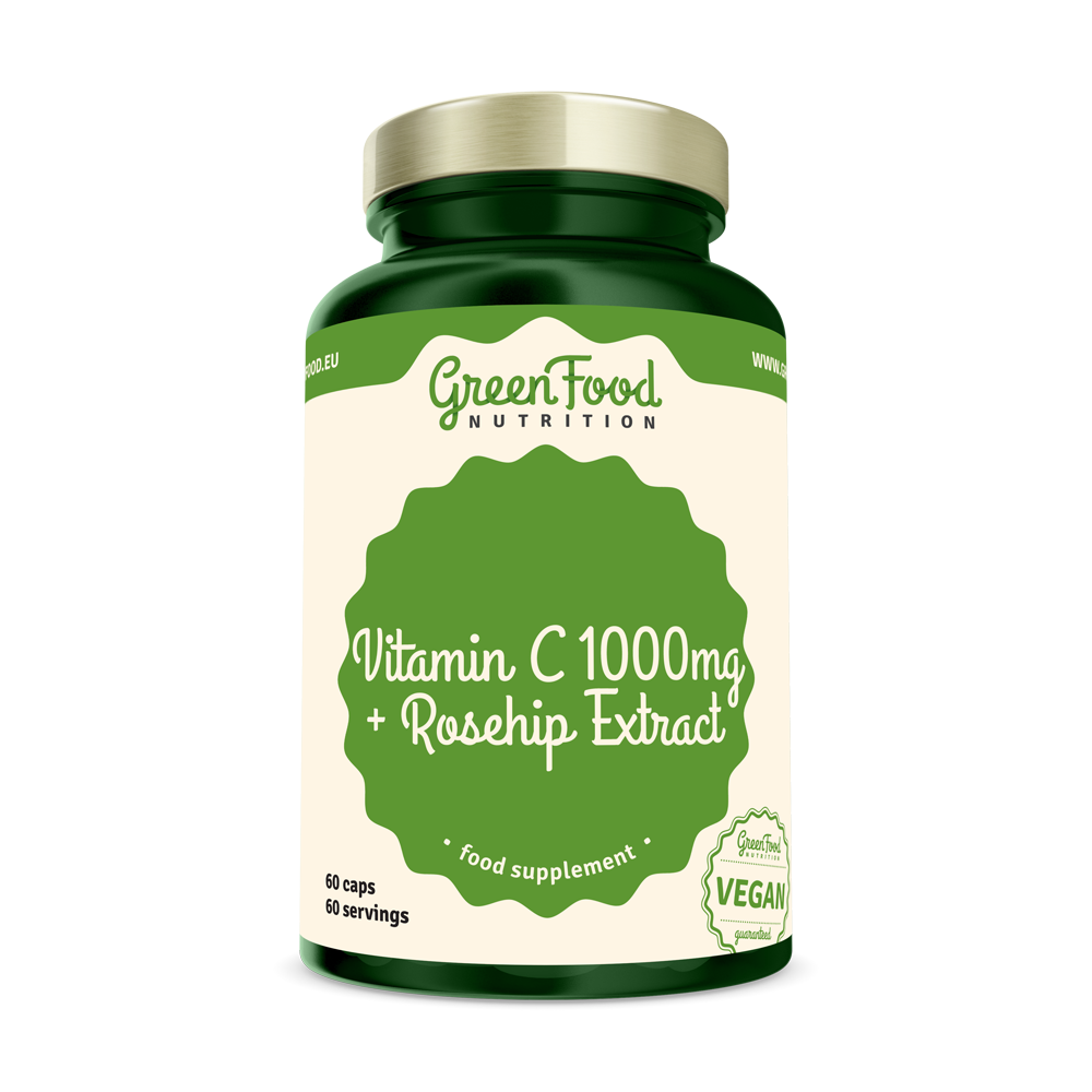 GreenFood Vitamín C + Extrakt ze šípků 1000mg 60 kapslí