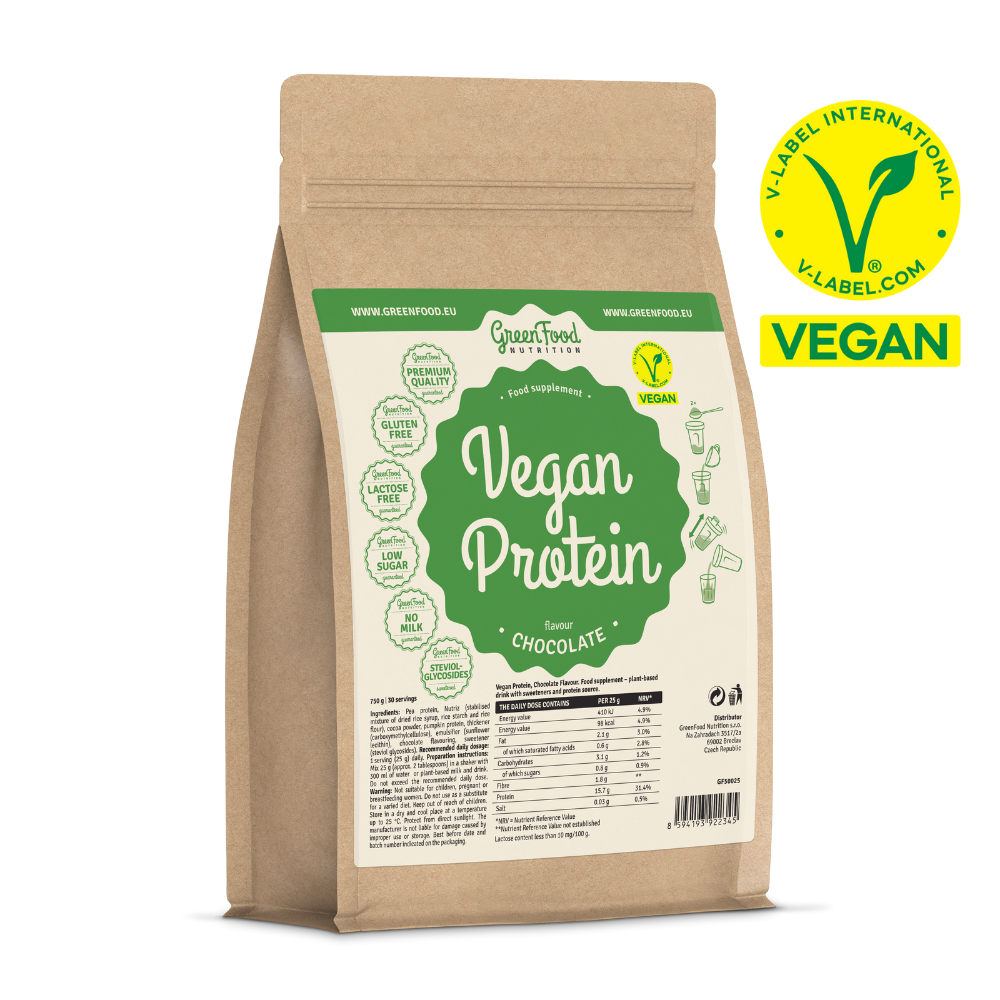 Greenfood Vegan protein 750g - čokoláda