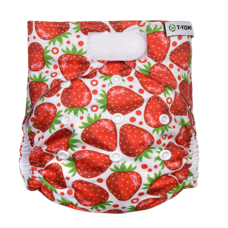 T-TOMI Kalhotková plena AIO - přebalovací set suchý zip, strawberries