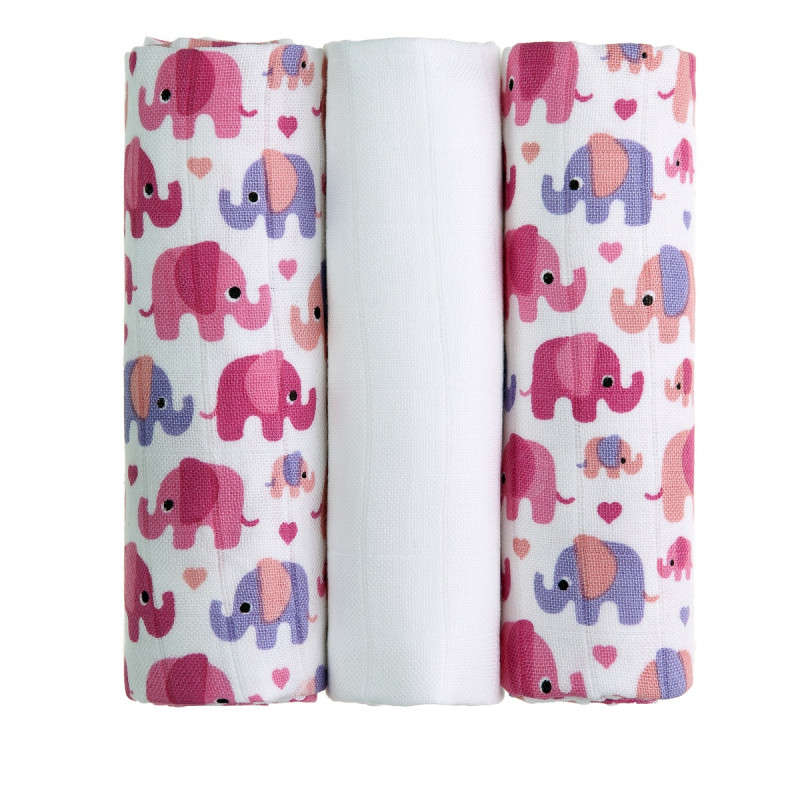 T-TOMI BIO Bambusové pleny, pink elephants / růžoví sloni