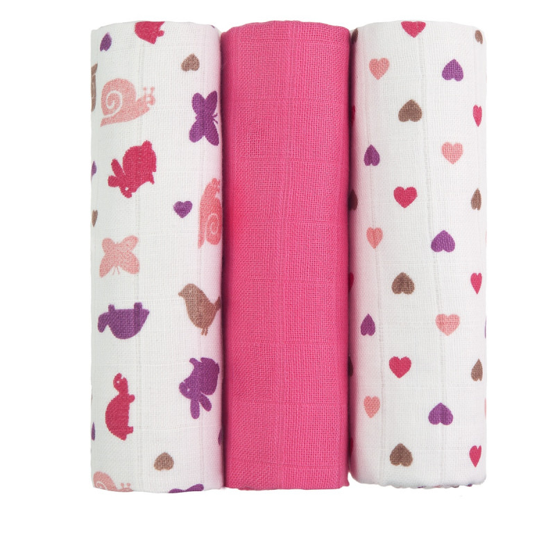 T-TOMI TETRA pleny TOP KVALITA, s potiskem, 70x70, pink snails / růžoví šneci
