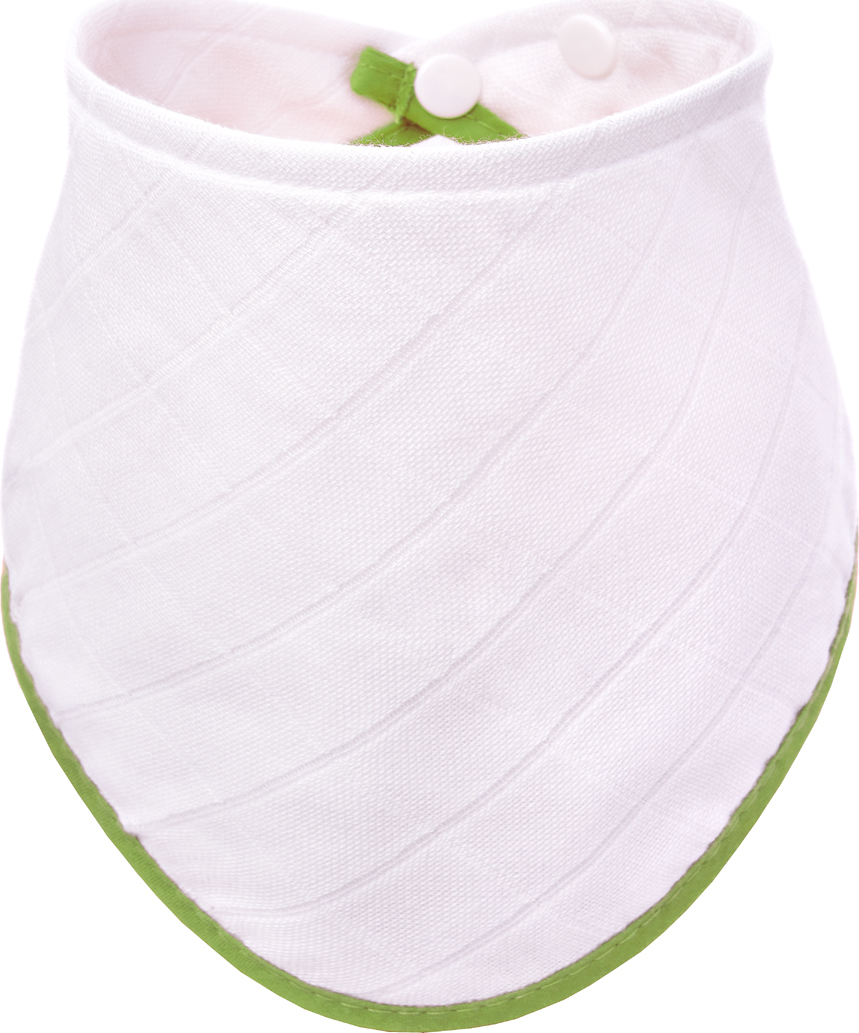 T-TOMI BIO Bambusový slintáček, white with green edging / bílá se zeleným okrajem