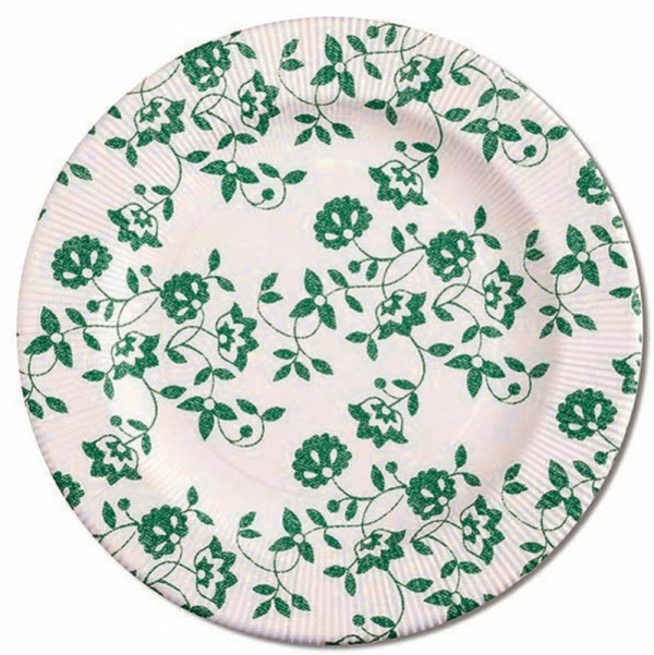Moje Party ECO TALÍŘE papírové Květy zelené 27cm 8ks