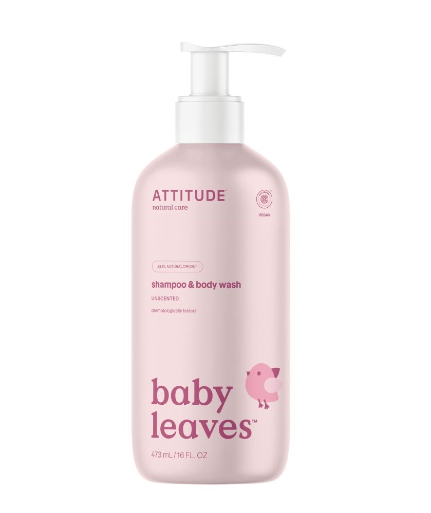 Dětské tělové mýdlo a šampon (2 v 1) ATTITUDE Baby leaves bez vůně  473 ml