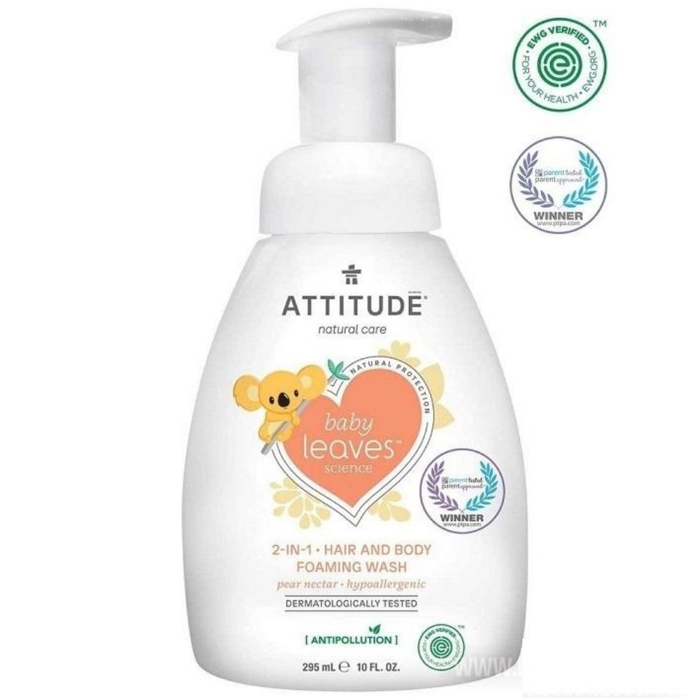 Dětská mycí pěna (2 v 1) ATTITUDE Baby leaves s vůní hruškové šťávy 295 ml
